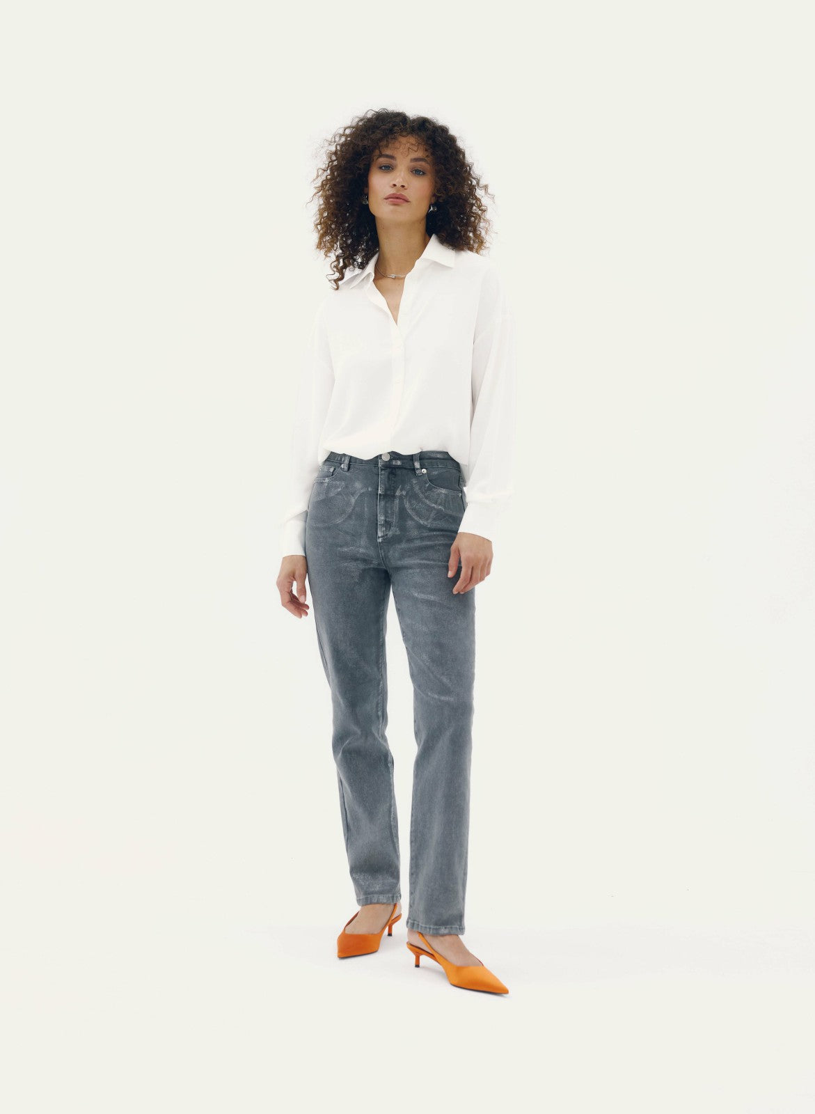 Women Button-Up Long Sleeve Blouse Ivory | Melanie Lyne