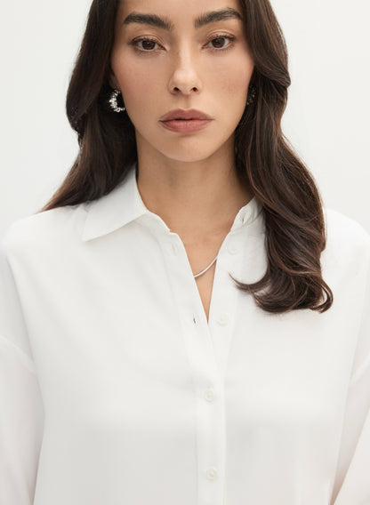 Women Button-Up Long Sleeve Blouse Ivory | Melanie Lyne