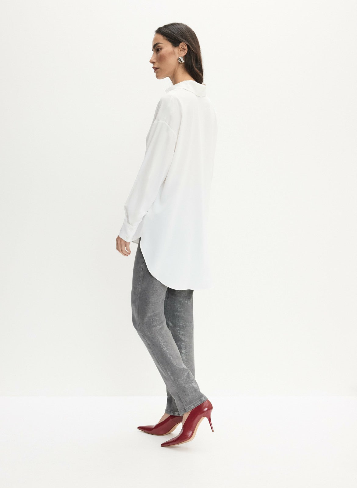 Women Button-Up Long Sleeve Blouse Ivory | Melanie Lyne