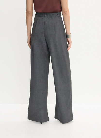 Women Pleated Wide-Leg Pants Storm Mix | Melanie Lyne
