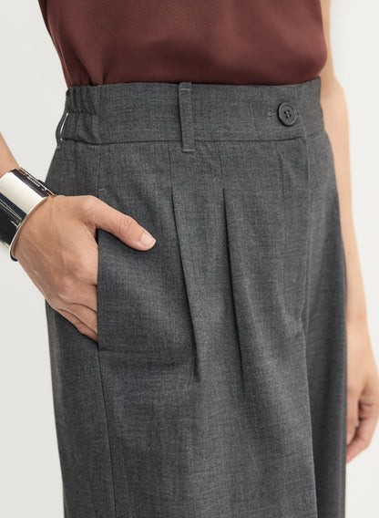 Women Pleated Wide-Leg Pants Storm Mix | Melanie Lyne