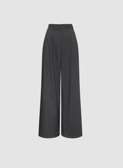 Women Pleated Wide-Leg Pants Storm Mix | Melanie Lyne