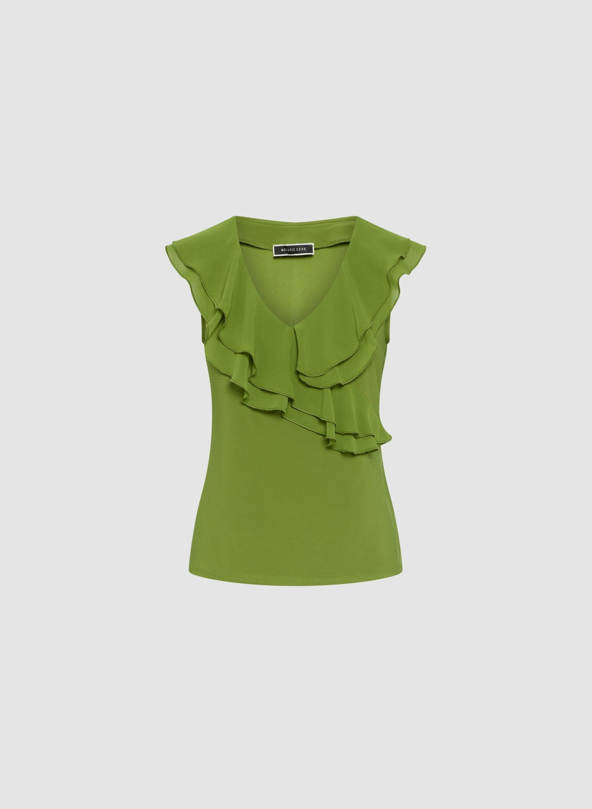 Women V-Neck Ruffle Detail Tank Top Avocado | Melanie Lyne