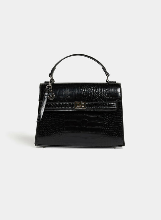 Women Vegan Leather A-Line Bag Black | Melanie Lyne