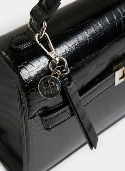 Women Vegan Leather A-Line Bag Black | Melanie Lyne
