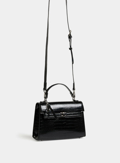 Women Vegan Leather A-Line Bag Black | Melanie Lyne