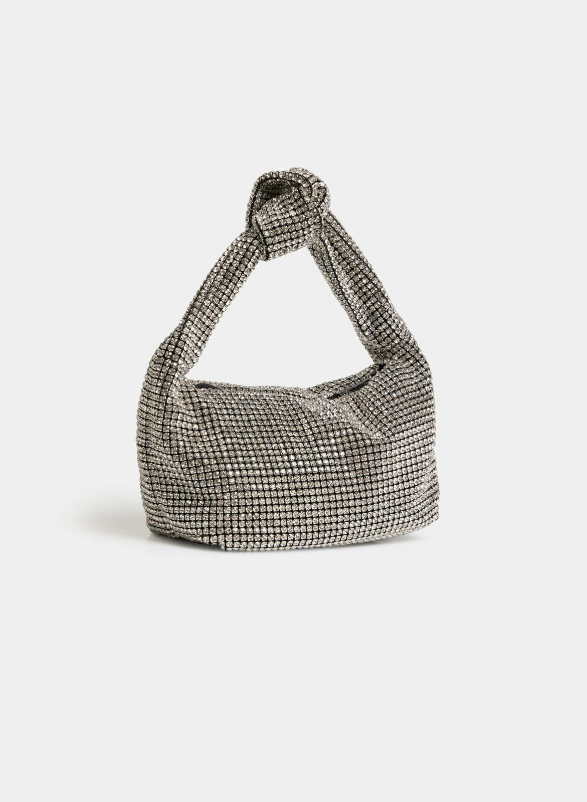 Women Knotted Handle Rhinestone Detail Bag Silver | Melanie Lyne