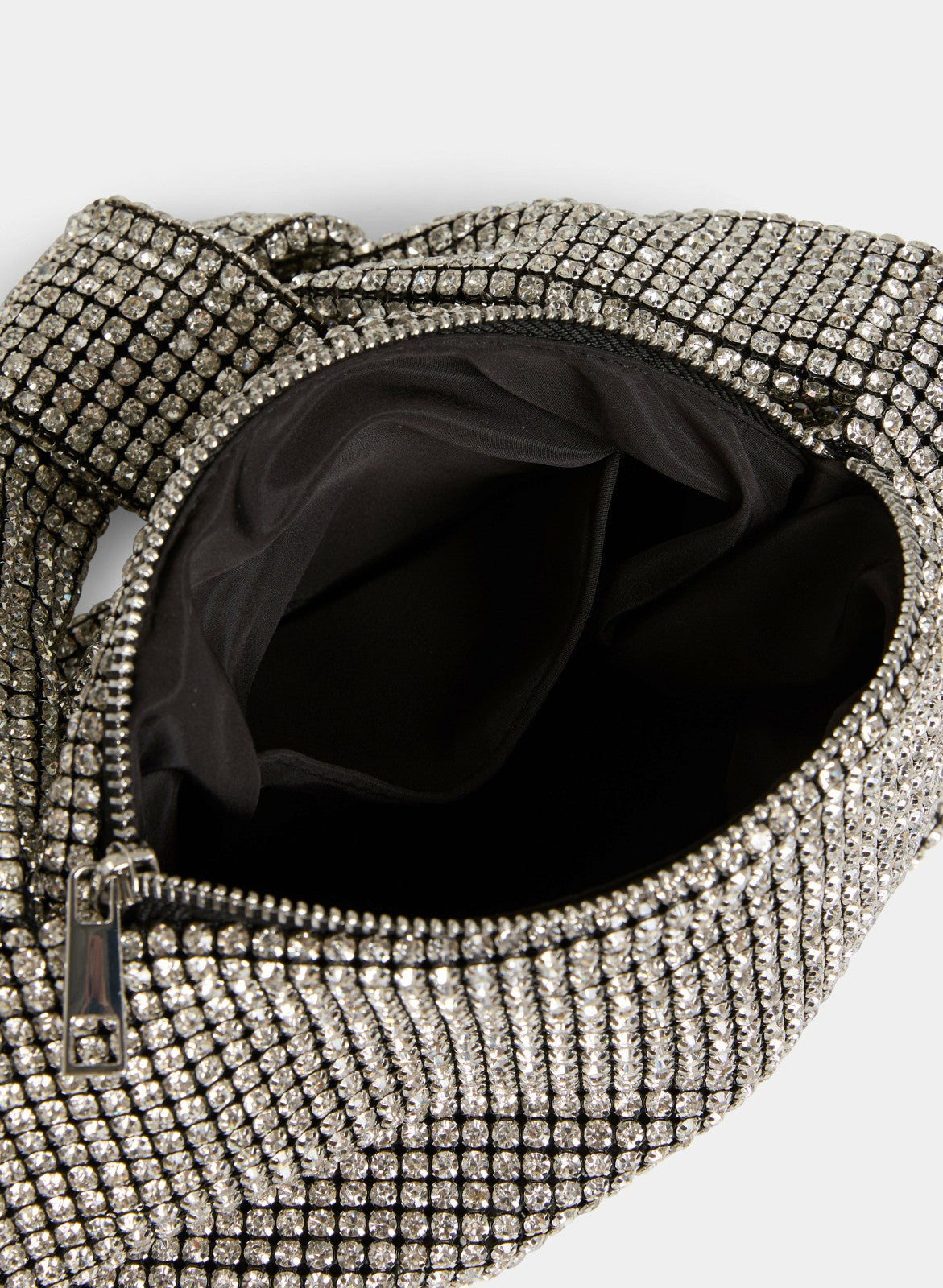 Women Knotted Handle Rhinestone Detail Bag Silver | Melanie Lyne