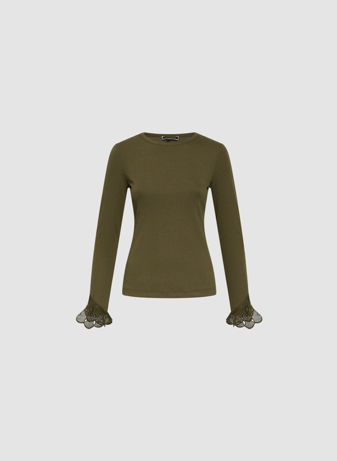 Women Lace Cuff Detail Top Winter Moss | Melanie Lyne