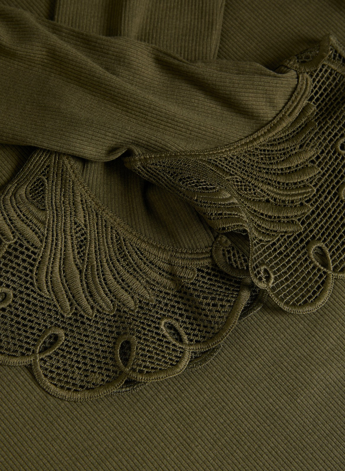 Women Lace Cuff Detail Top Winter Moss | Melanie Lyne