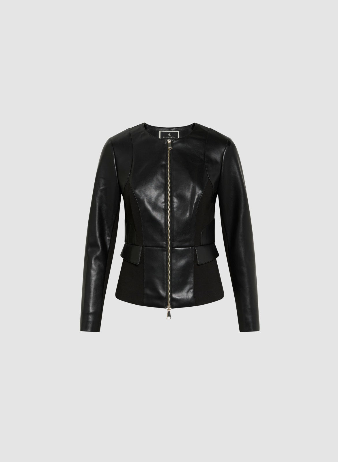 Women Zip-Front Vegan Leather Jacket Black | Melanie Lyne