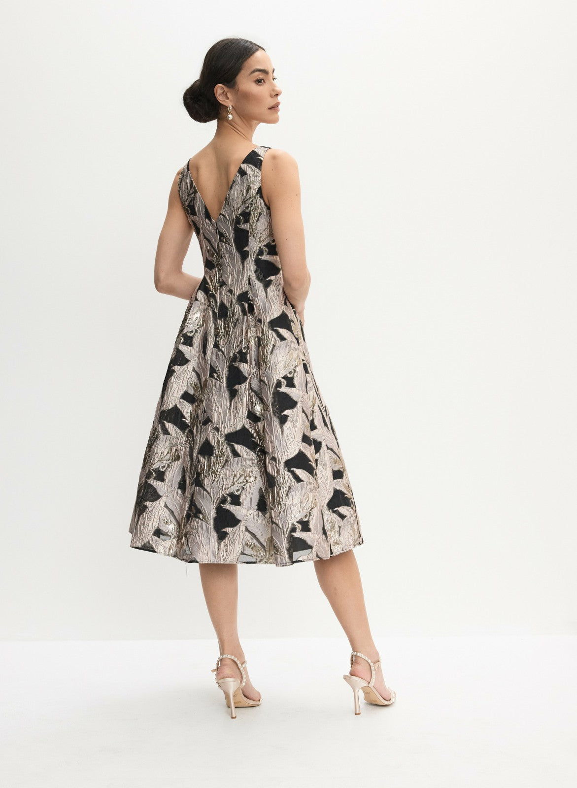 Women Adrianna Papell - Fit-&-Flare Jacquard Dress Black Pattern | Melanie Lyne