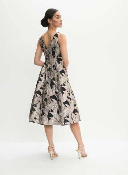 Women Adrianna Papell - Fit-&-Flare Jacquard Dress Black Pattern | Melanie Lyne