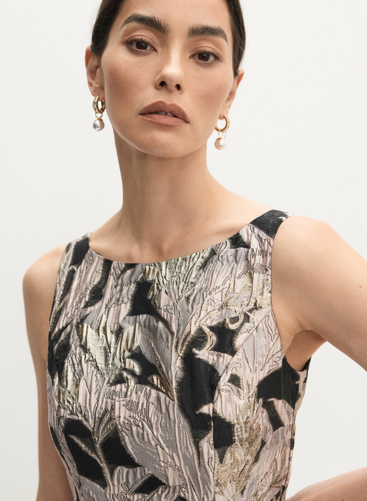 Women Adrianna Papell - Fit-&-Flare Jacquard Dress Black Pattern | Melanie Lyne