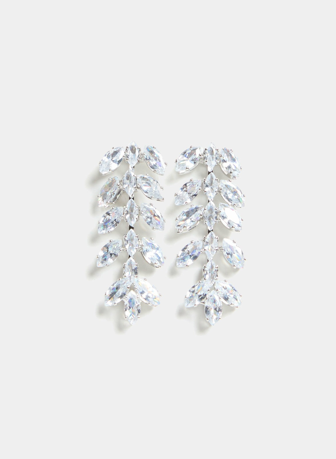 Women Linear Zirconia Drop Earrings Silver | Melanie Lyne