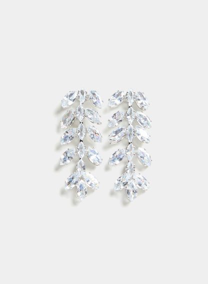Women Linear Zirconia Drop Earrings Silver | Melanie Lyne