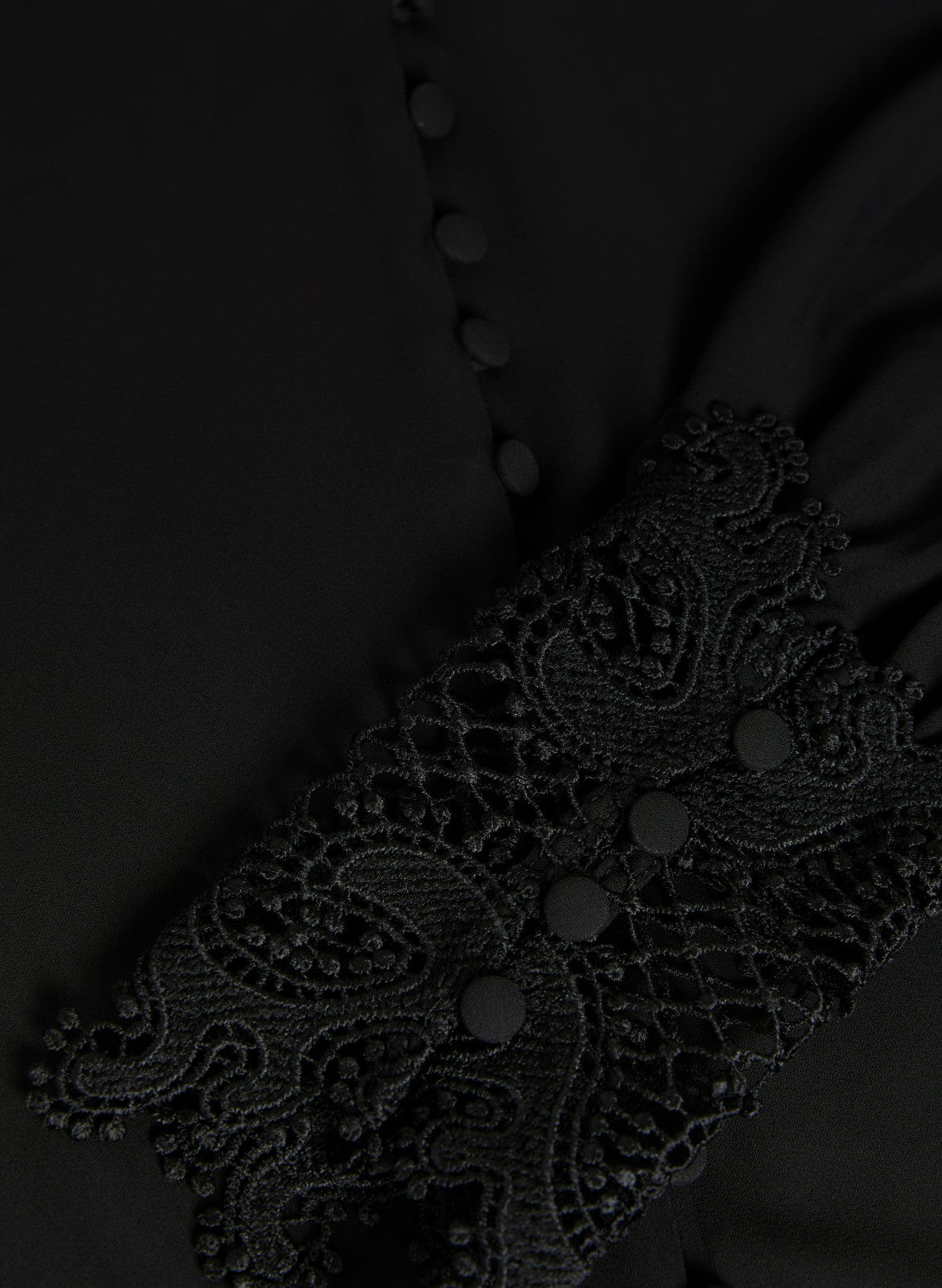 Women Button-Up Lace Detail Blouse Black | Melanie Lyne