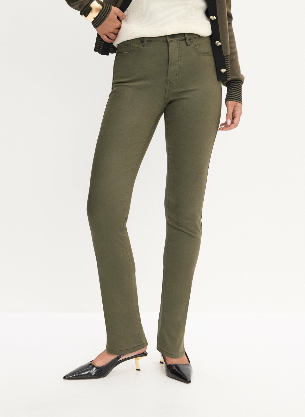 Women Essential Coated Straight Leg Jeans Winter Moss | Melanie Lyne