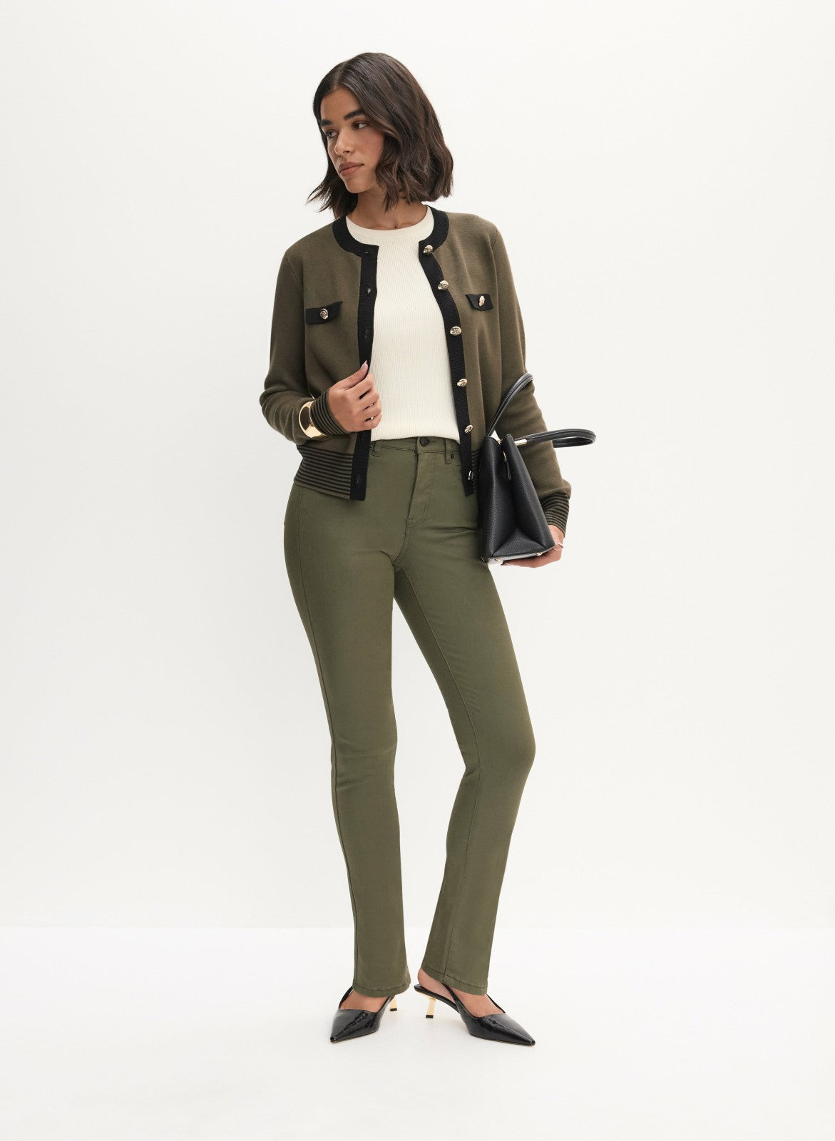 Women Essential Coated Straight Leg Jeans Winter Moss | Melanie Lyne