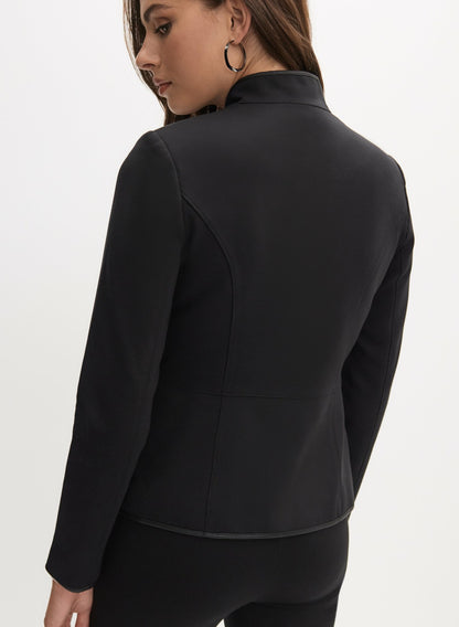 Women Button Detail Stand Collar Jacket Black | Melanie Lyne
