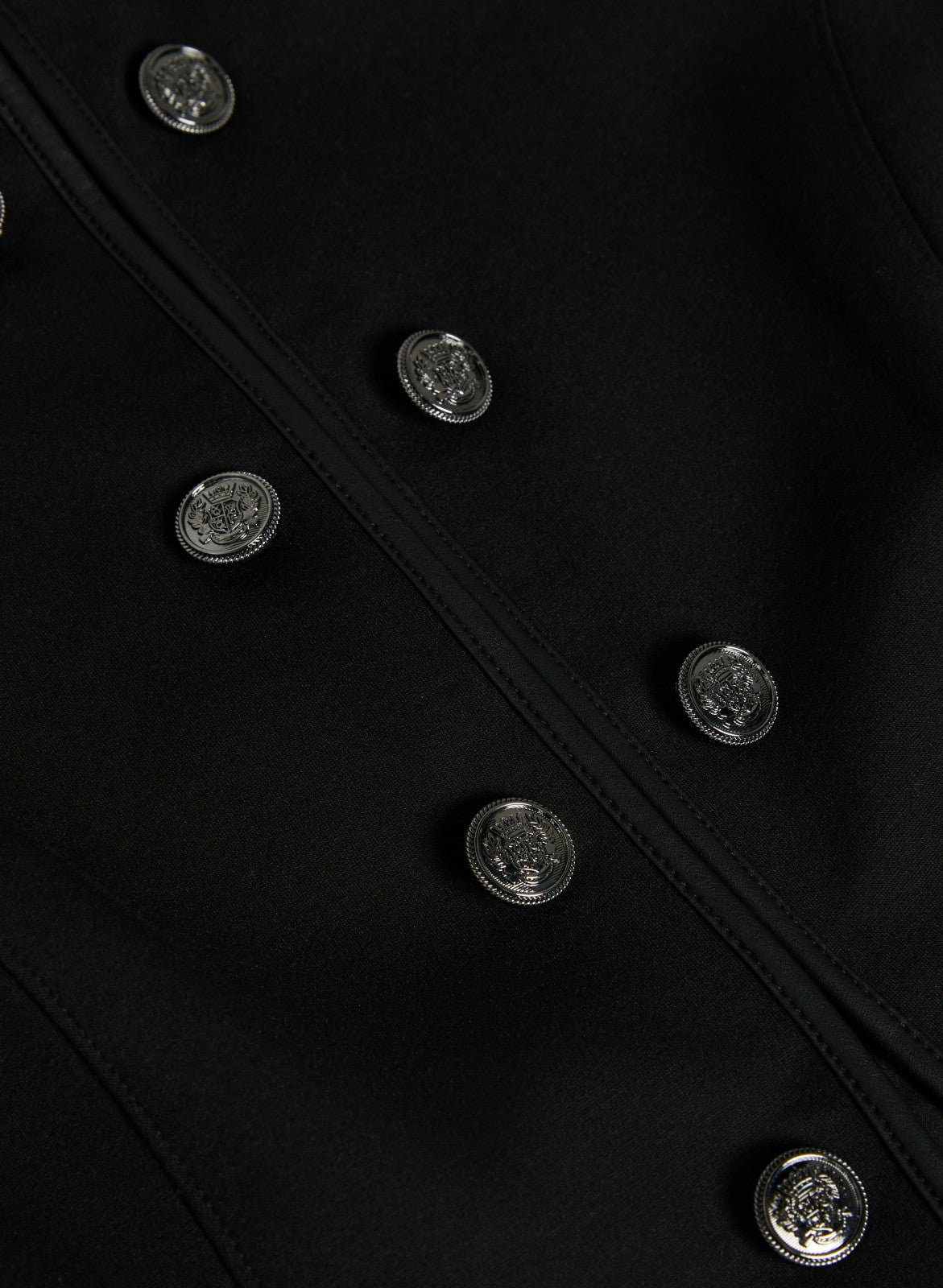 Women Button Detail Stand Collar Jacket Black | Melanie Lyne