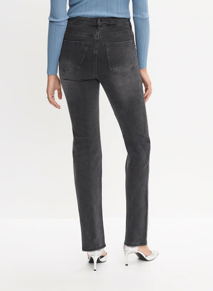 Women Rhinestone Detail Straight Leg Jeans Dark Grey | Melanie Lyne