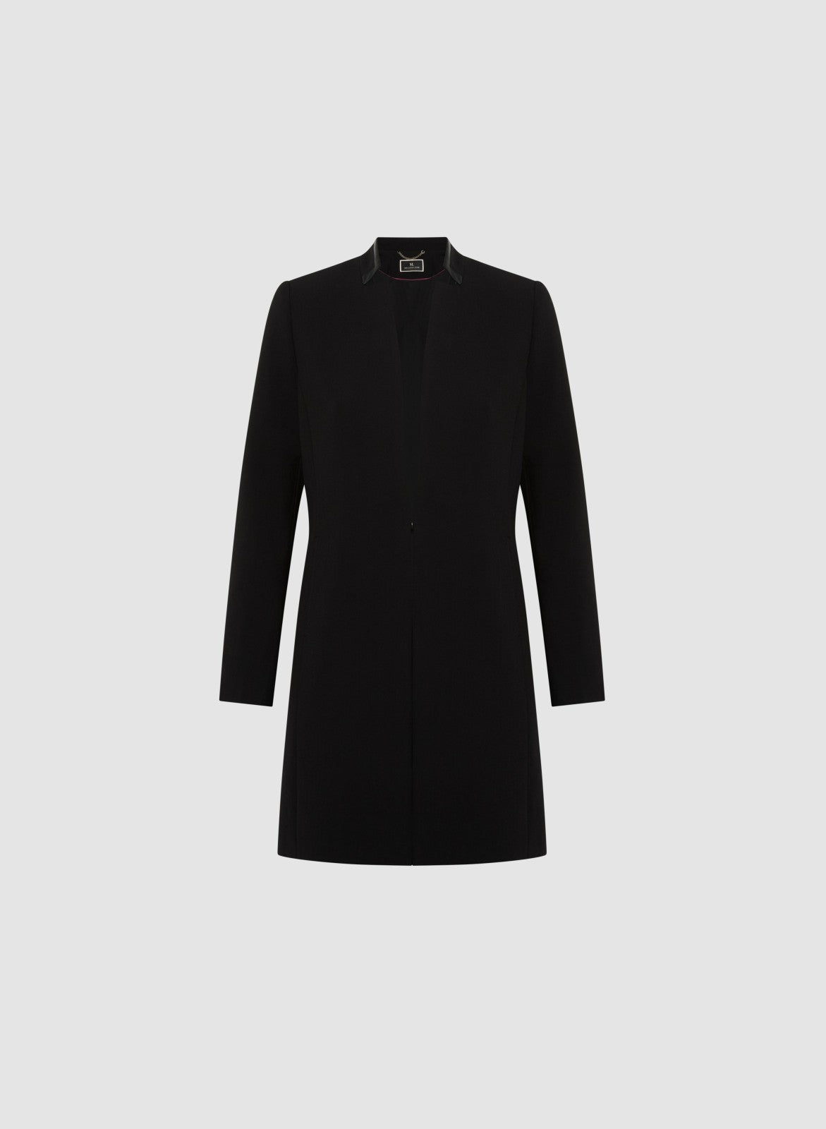 Women Vegan Leather Detail Redingote Jacket Black | Melanie Lyne