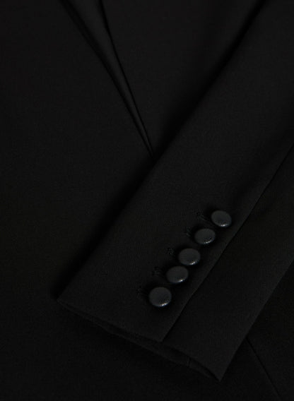 Women Vegan Leather Detail Redingote Jacket Black | Melanie Lyne