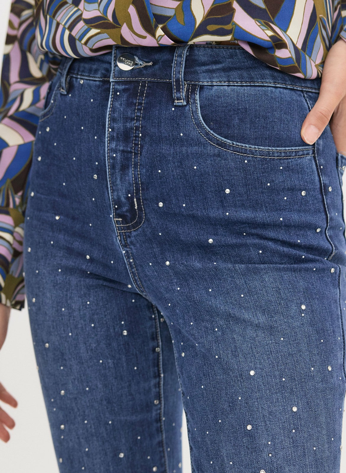 Women Embellished Flare Leg Jeans Medium Blue | Melanie Lyne