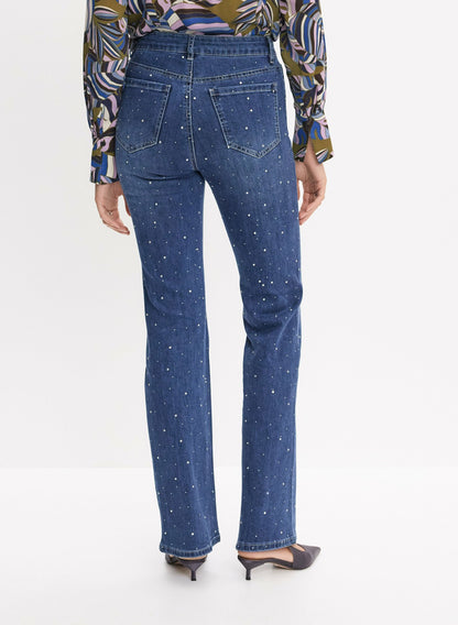 Women Embellished Flare Leg Jeans Medium Blue | Melanie Lyne