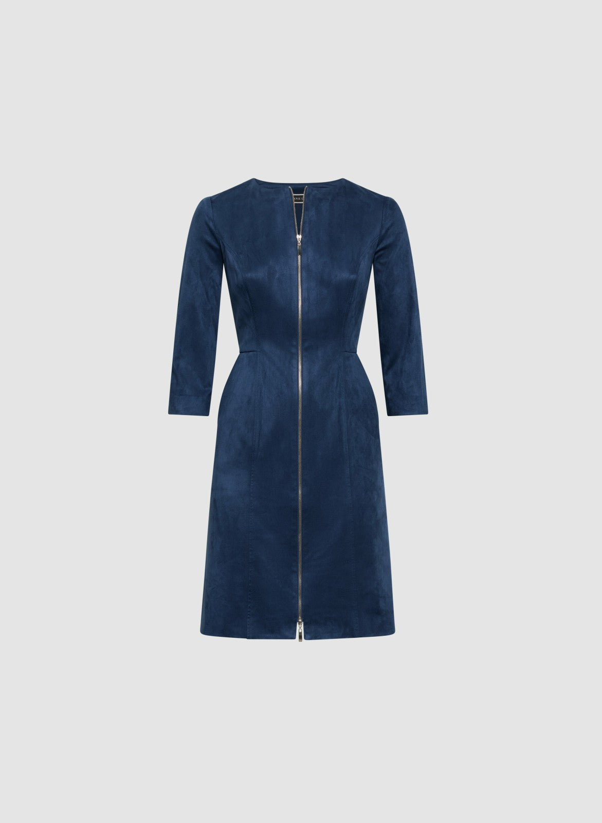 Women Zip-Front Faux Suede Dress Bisou Blue | Melanie Lyne