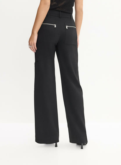 Women Wide Leg Cargo Pants Black | Melanie Lyne