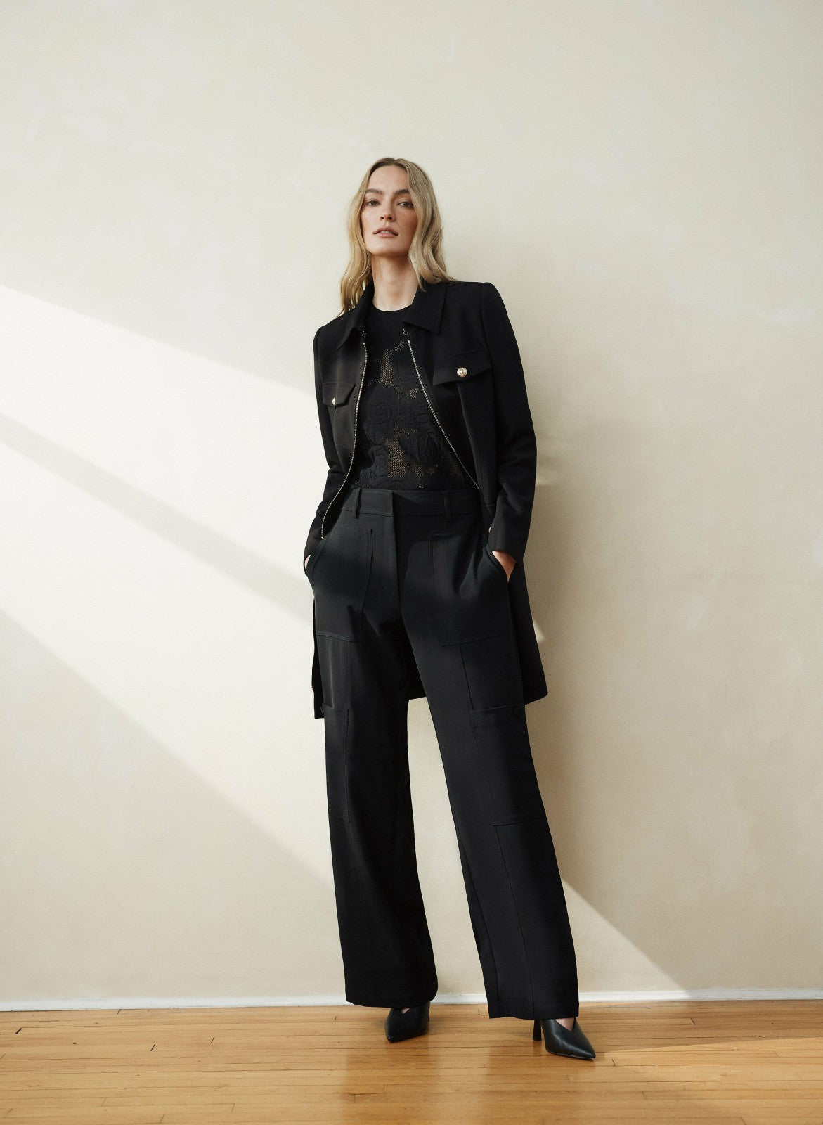 Women Wide Leg Cargo Pants Black | Melanie Lyne