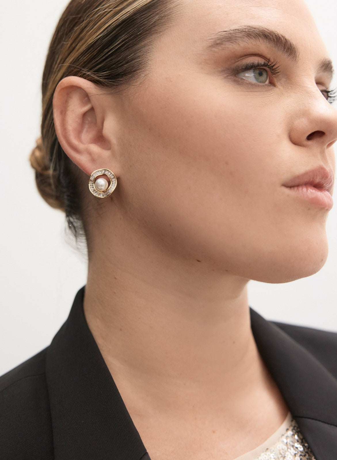 Women Cubic Zirconia Pearl Inset Earrings Pearl | Melanie Lyne