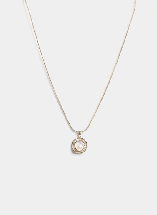 Women Cubic Zirconia Pendant Necklace Pearl | Melanie Lyne
