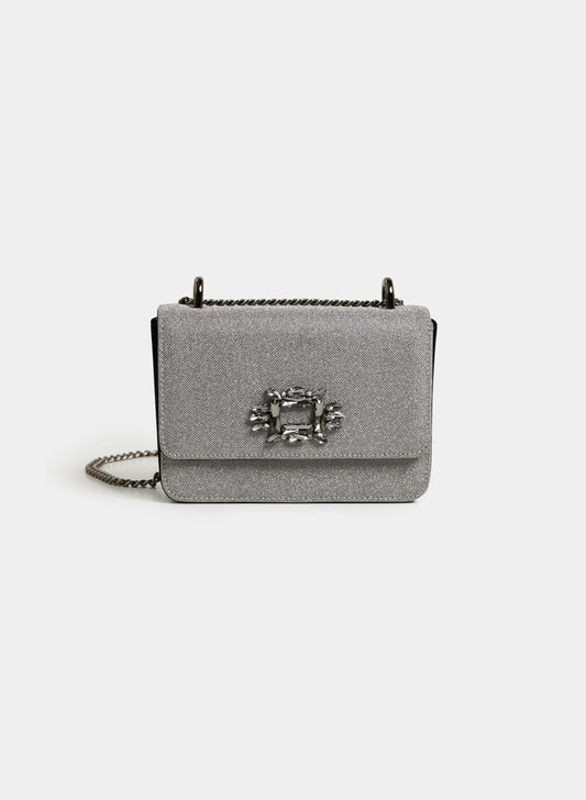 Women Rhinestone Detail Shimmering Clutch Charcoal | Melanie Lyne