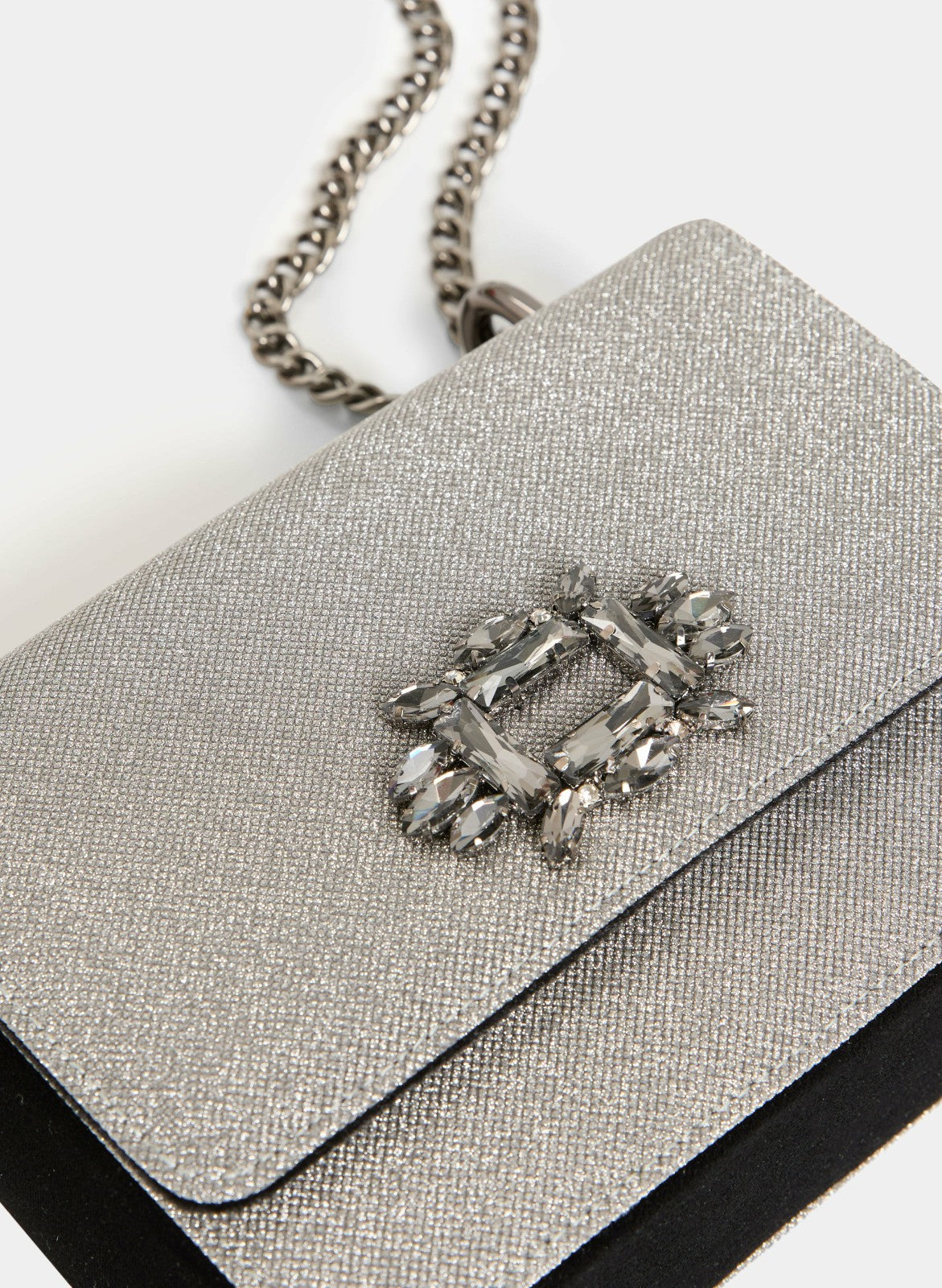 Women Rhinestone Detail Shimmering Clutch Charcoal | Melanie Lyne