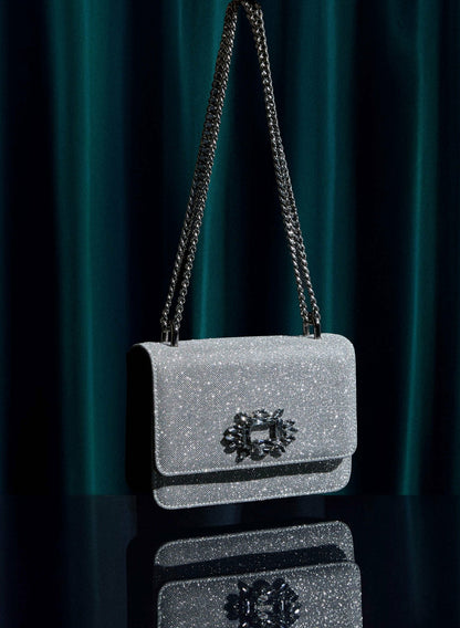 Women Rhinestone Detail Shimmering Clutch Charcoal | Melanie Lyne