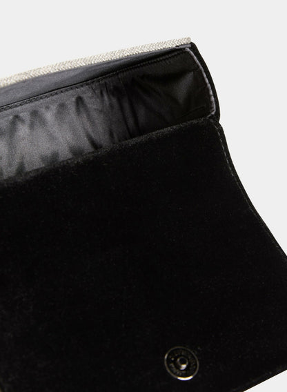 Women Rhinestone Detail Shimmering Clutch Charcoal | Melanie Lyne