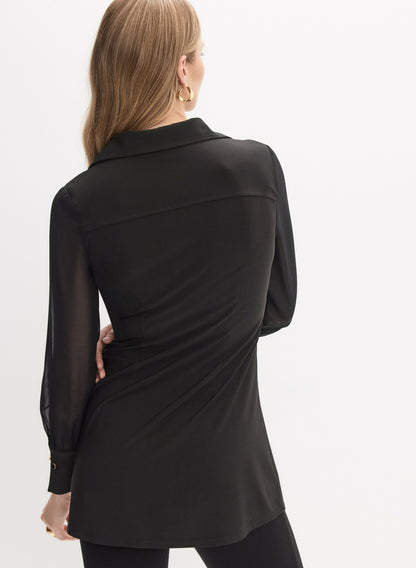 Women Long Sleeve Button-Up Blouse Black | Melanie Lyne