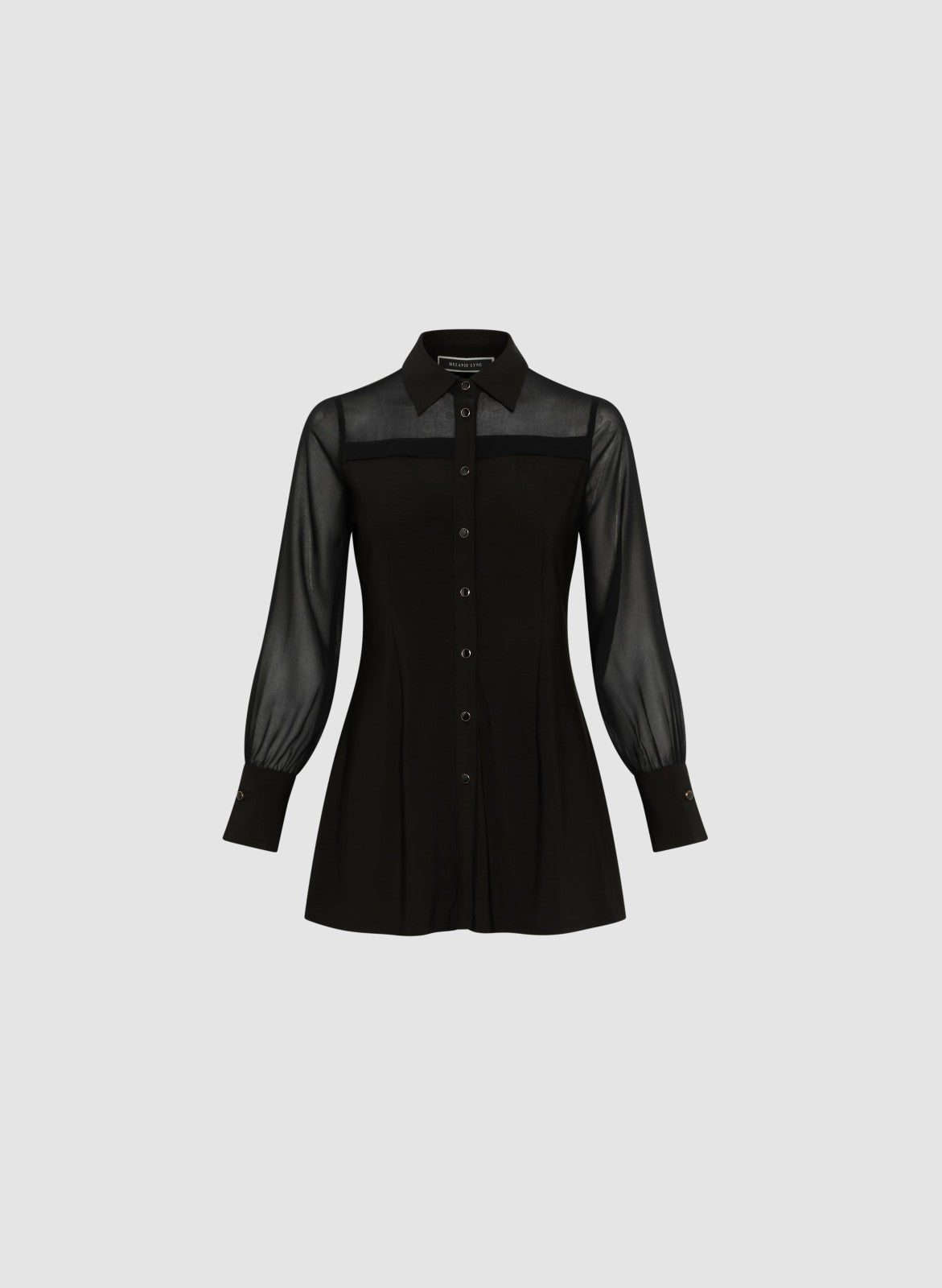 Women Long Sleeve Button-Up Blouse Black | Melanie Lyne