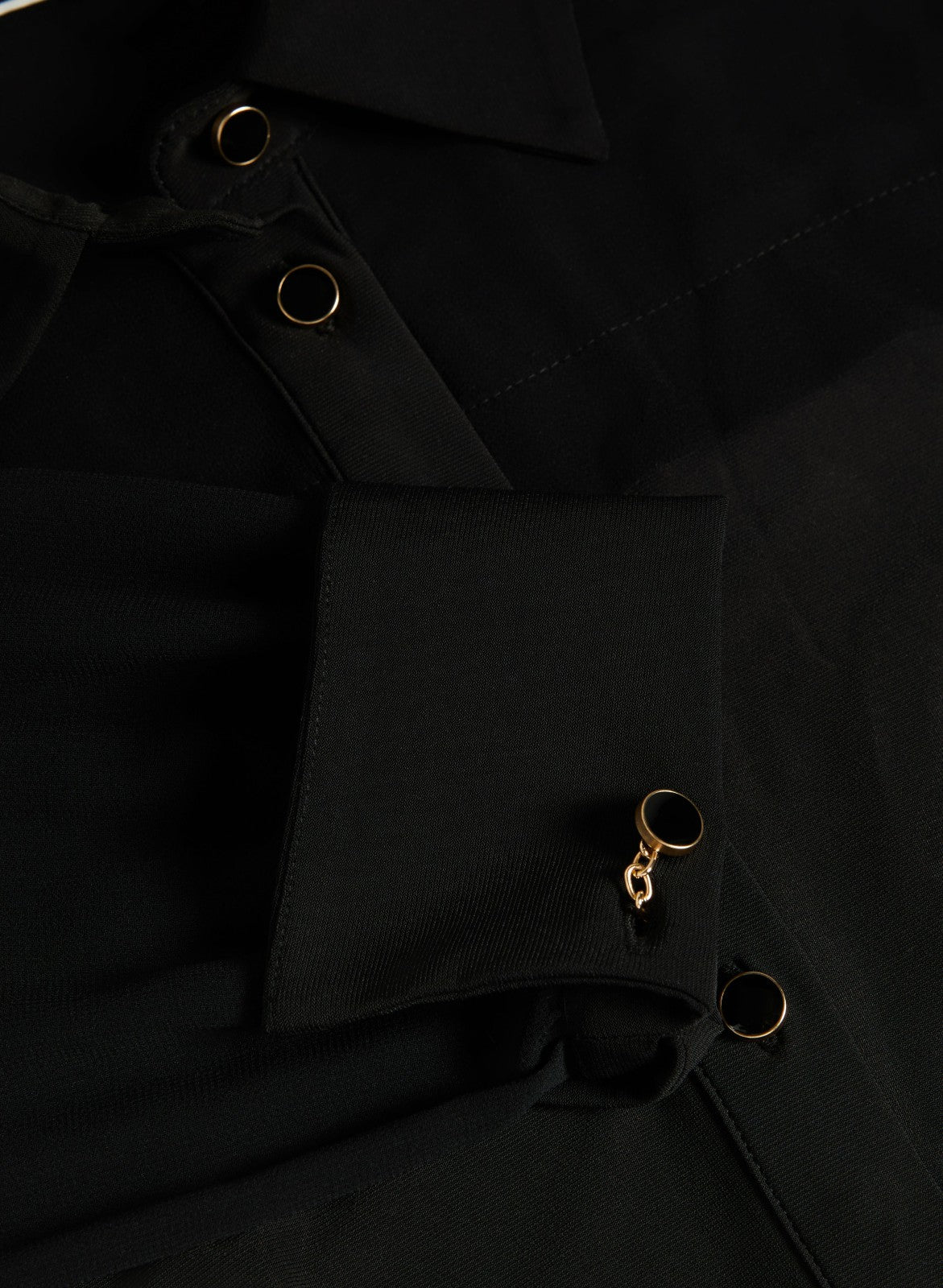 Women Long Sleeve Button-Up Blouse Black | Melanie Lyne