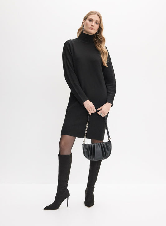 Women High Neck Sweater Dress Black | Melanie Lyne