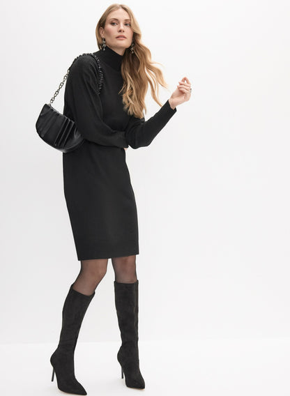 Women High Neck Sweater Dress Black | Melanie Lyne