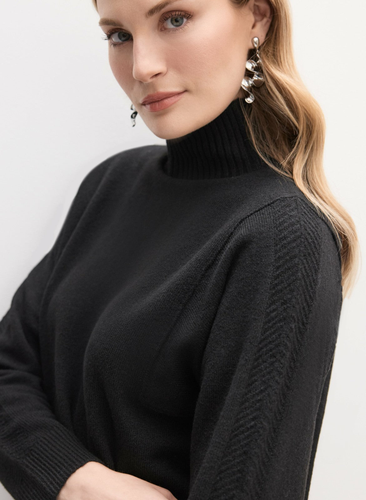 Women High Neck Sweater Dress Black | Melanie Lyne