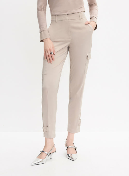 Women Satin Buckle Detail Cargo Pants Smokey Taupe | Melanie Lyne