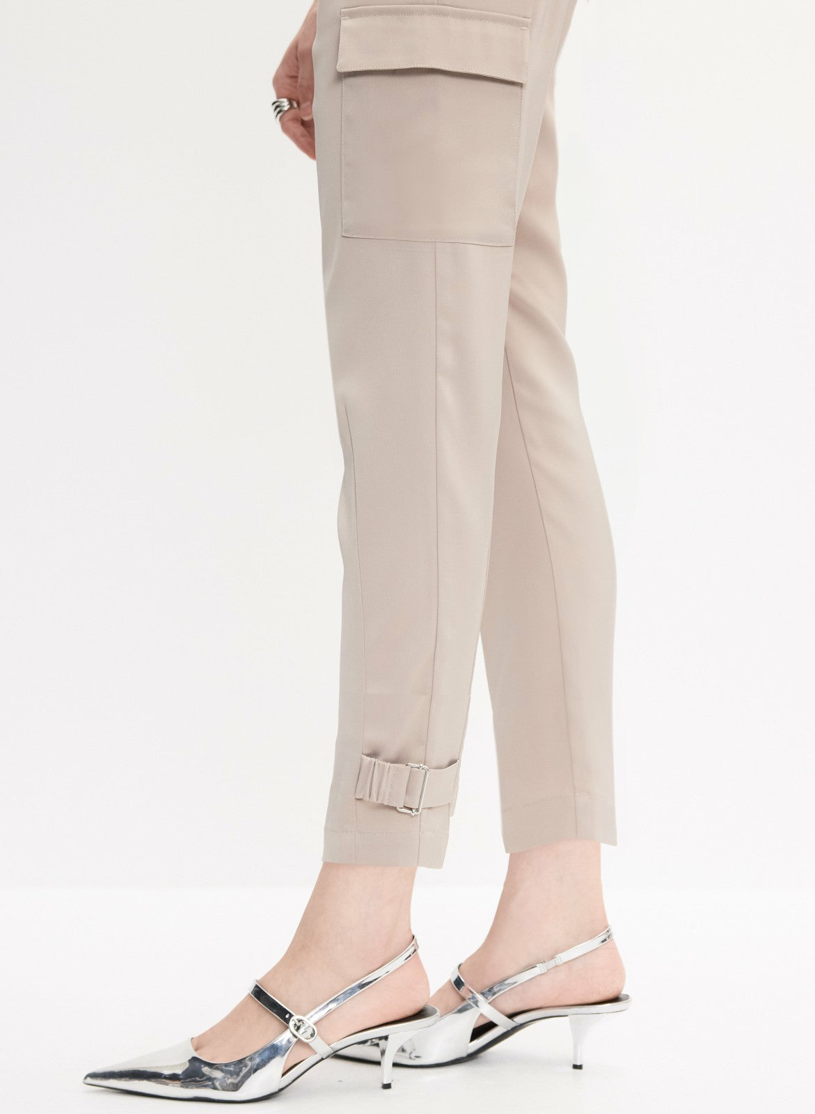 Women Satin Buckle Detail Cargo Pants Smokey Taupe | Melanie Lyne