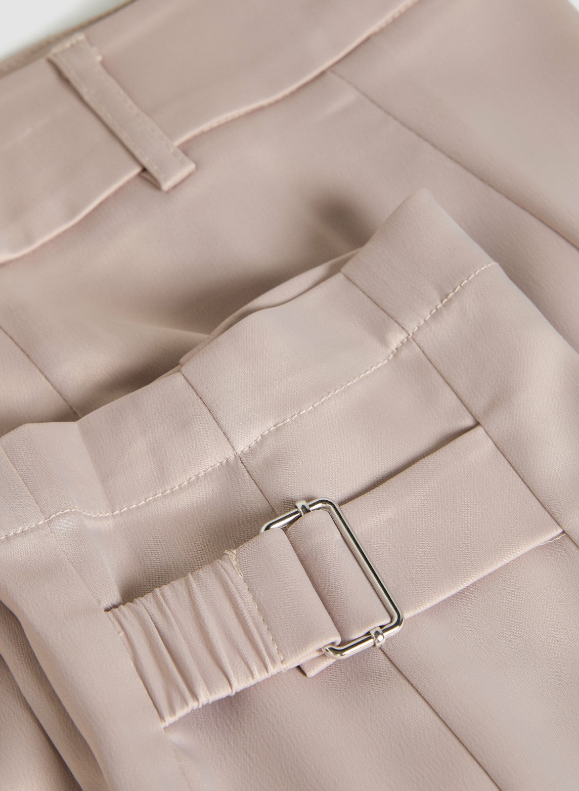 Women Satin Buckle Detail Cargo Pants Smokey Taupe | Melanie Lyne