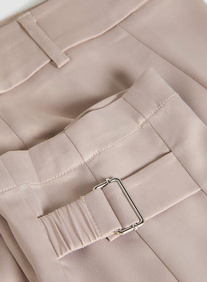 Women Satin Buckle Detail Cargo Pants Smokey Taupe | Melanie Lyne