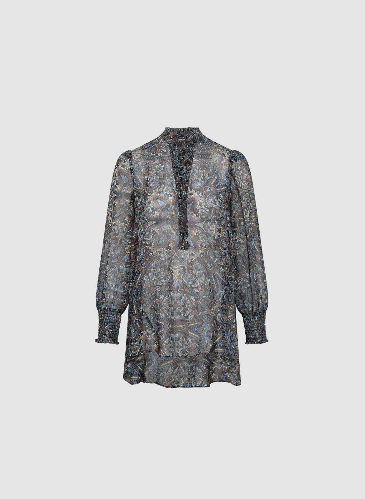 Women Abstract Print Notch Collar Blouse Blue Pattern | Melanie Lyne